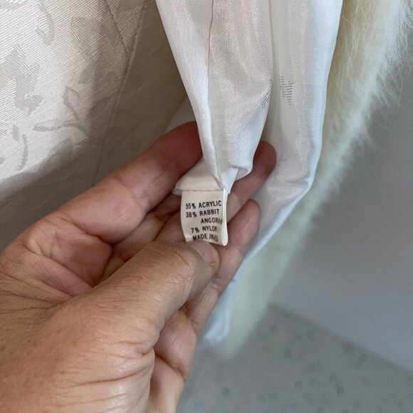 Lee Sands Vintage Womens Jacket One Size White Embellished Cardigan Open Front - Picture 8 of 10